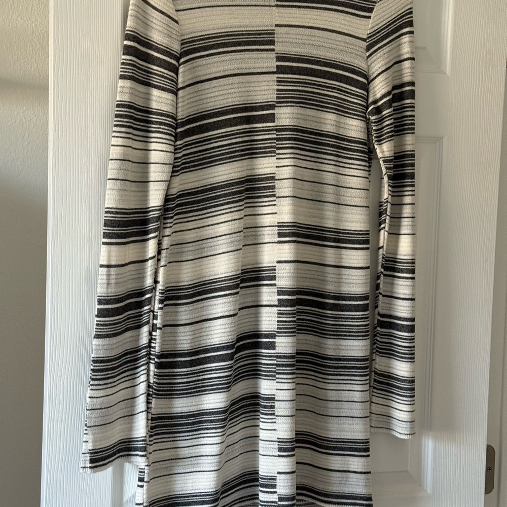 Free People Monochrome Striped Long Sleeve Dress